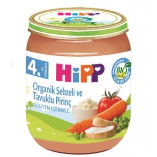 Hipp Organik Pirinçli ve Tavuklu Sebze Kavanoz Maması 125 gr